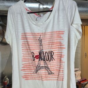Elle White and Pink Bonjour Top